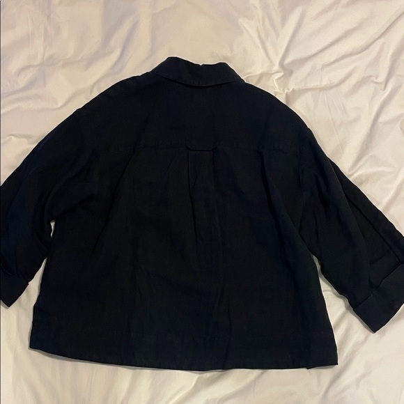 TOAST Navy Button-Up Linen Shirt - Picture 5 of 8